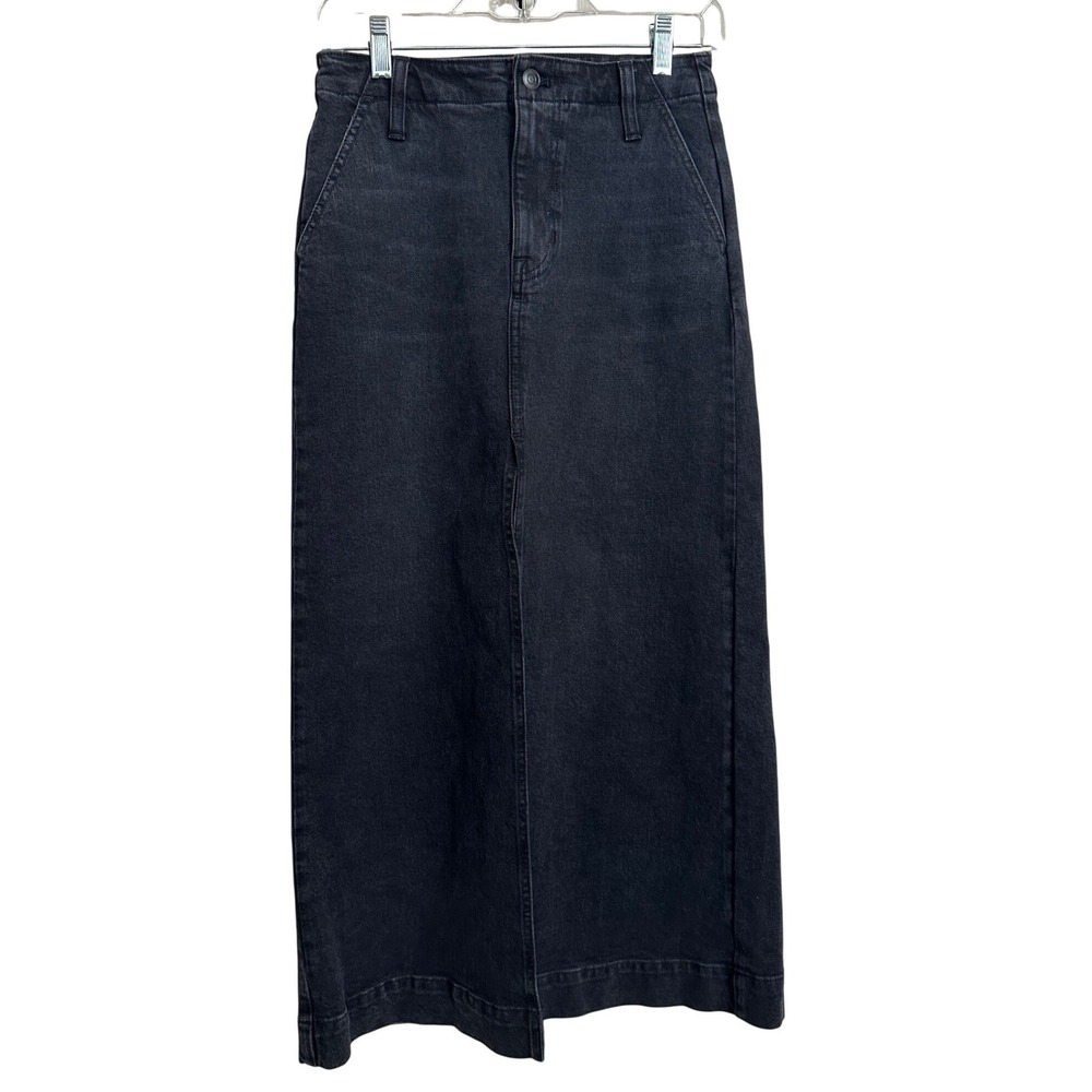 J.Crew Washed Black Denim High Rise‎ Front Slit Maxi Skirt 25